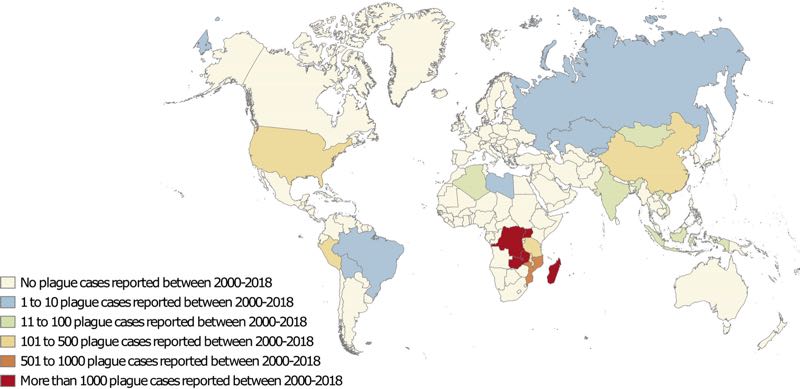 Map of plague cases worldwide