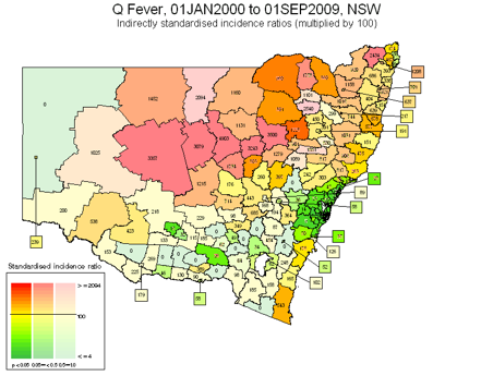 Map of NSW incidence of Q Fever