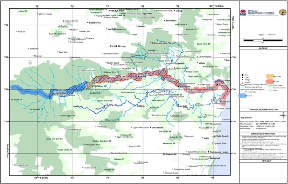 Map of Bellingen River